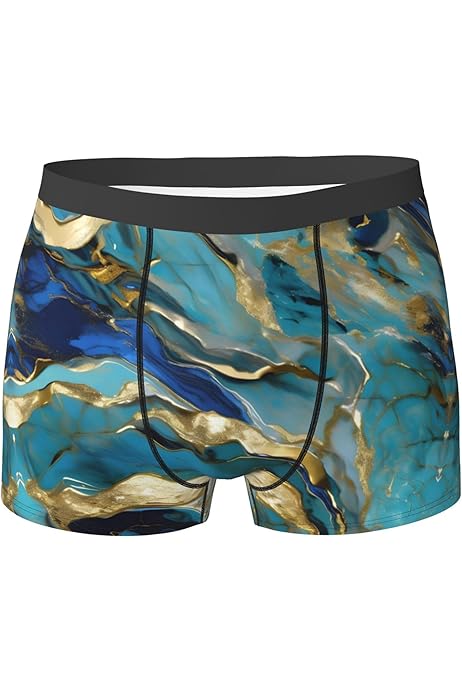 きーあLGB MABLE BOXER PK TURPUOISE Turquoise Blue Gold Marble Soft Men's Boxer Briefs â